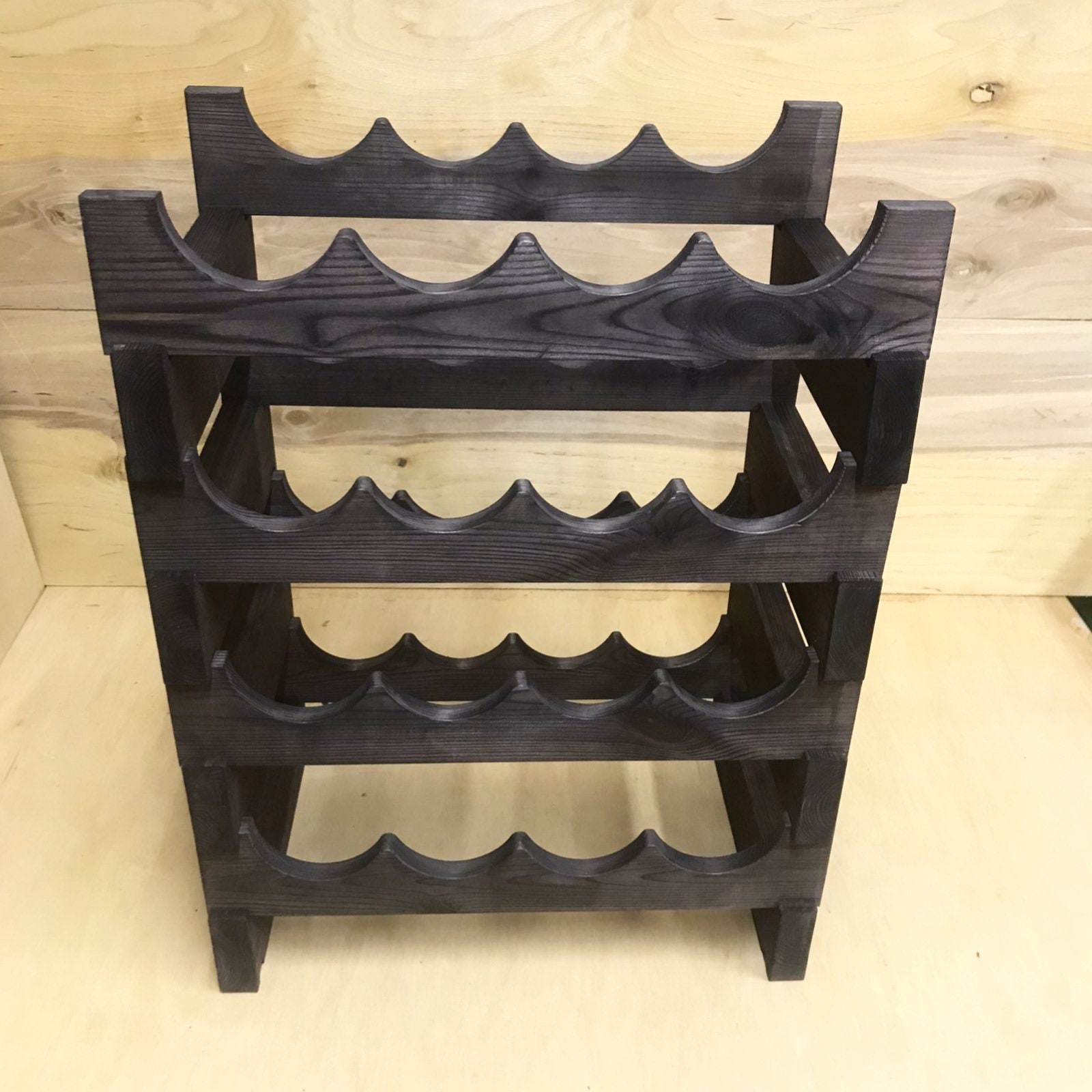 Large wooden rustic wine shelf Wooden bottle shelf Wine rack Wine holder Wooden wine stand Wine storage Wood Cellar Stand