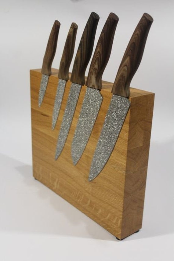 Magnetic Knife Block Wooden Knife Stand Rustic Knife Block Wood