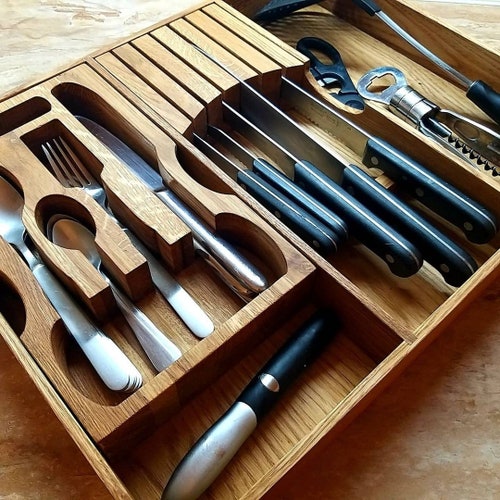 Kitchen Utensil Cutlery Tray with Carrying Handle MyGift 4 Slot Torched Wood Supply Organizer Kitchen Utensil Cutlery Tray with Carrying Handle MyGift 4 Slot Torched Wood Supply Organizer