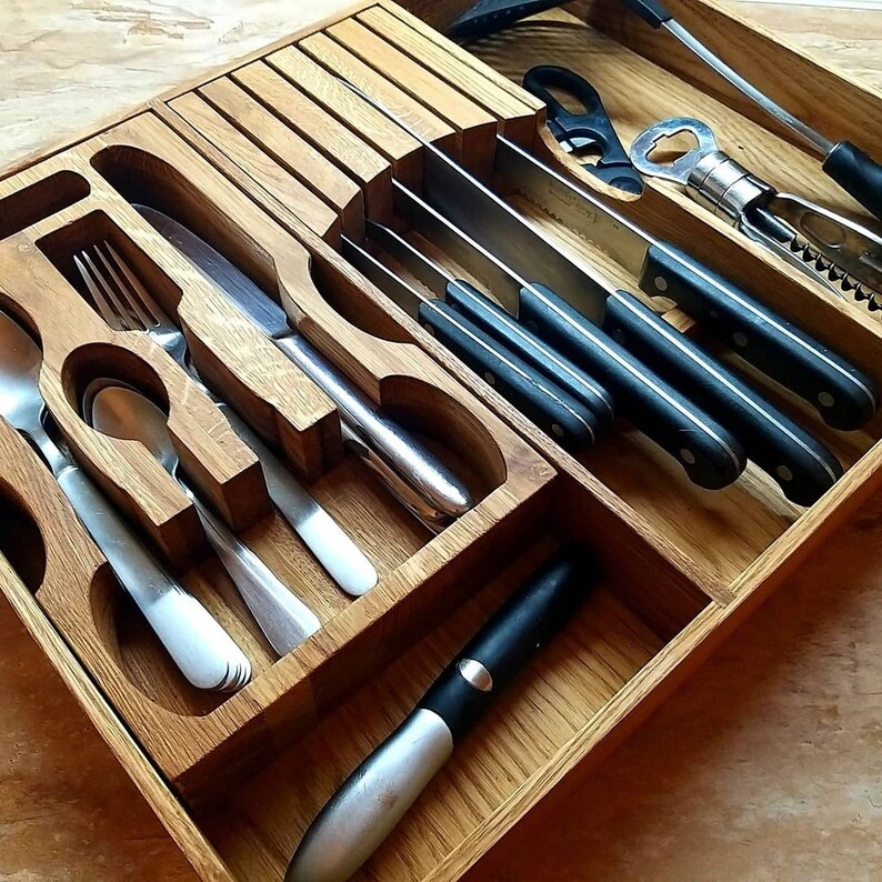 Wooden Rustic Cutlery Holder Box Wooden Kitchen Organizer Etsy