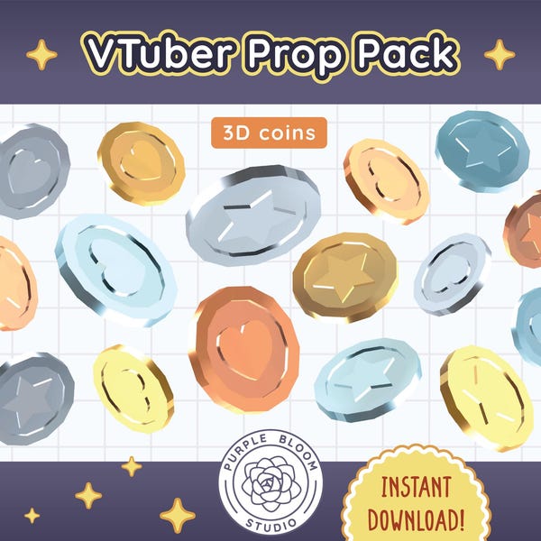 Coin VTuber Prop and Throwable Asset Pack [for VNyan, Warudo, and T.I.T.S.]