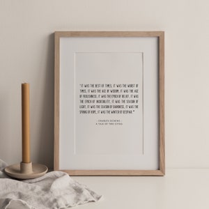 Charles Dickens, It Was the Best of Times, A Tale of Two Cities, Printable Art, Minimalist Decor, Novel Quotes, INSTANT DOWNLOAD