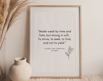Ulysses, Alfred Lord Tennyson, Mad Weak By Time, Inspirational Quote, Wall Art, Printable Art, Minimalist, Literary, Novel, INSTANT DOWNLOAD