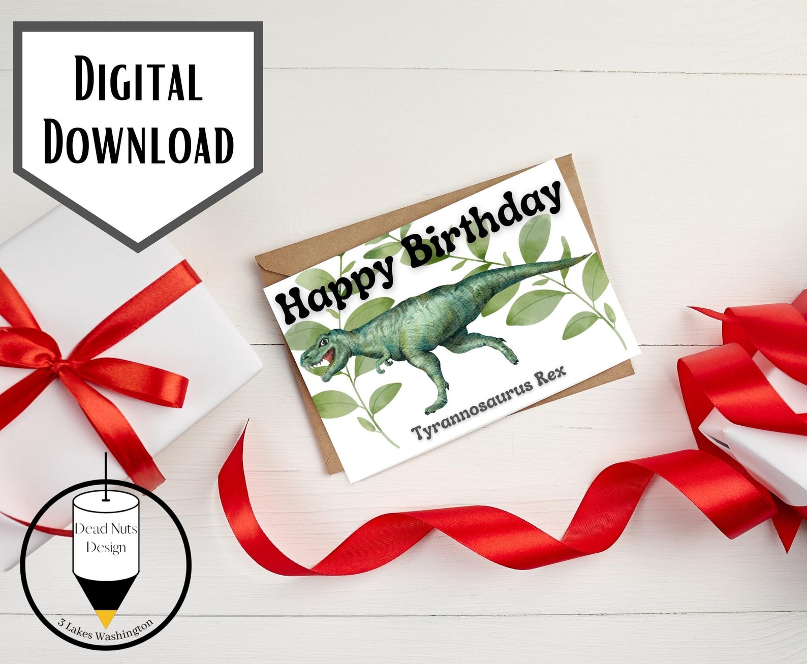 Printable Dinosaur Happy Birthday Card, Tyrannosaurus Rex Birthday Card ...