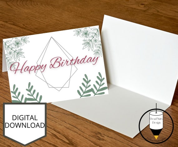 Printable Happy Birthday Card Instant Download Birthday Card | Etsy