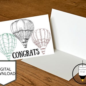 Printable Congratulations Greeting Card, Digital Instant Download, Congrats Card, 7x10in