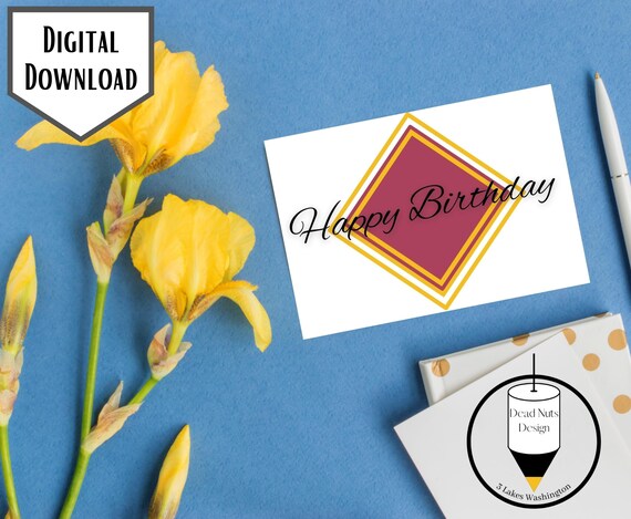 Printable Happy Birthday Card Happy Birthday Card Instant | Etsy