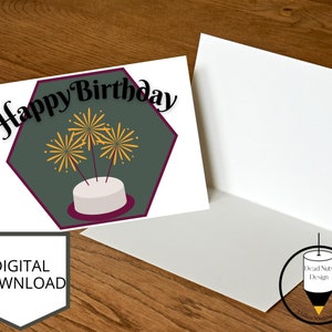 Carte de joyeux anniversaire imprimable, carte d’anniversaire à téléchargement instantané, 5x7 pliée