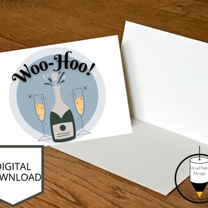 Printable Happy Birthday Card, Congratulations Card, Celebratuon Card Instant Download, Woo-Hoo Greeting Card