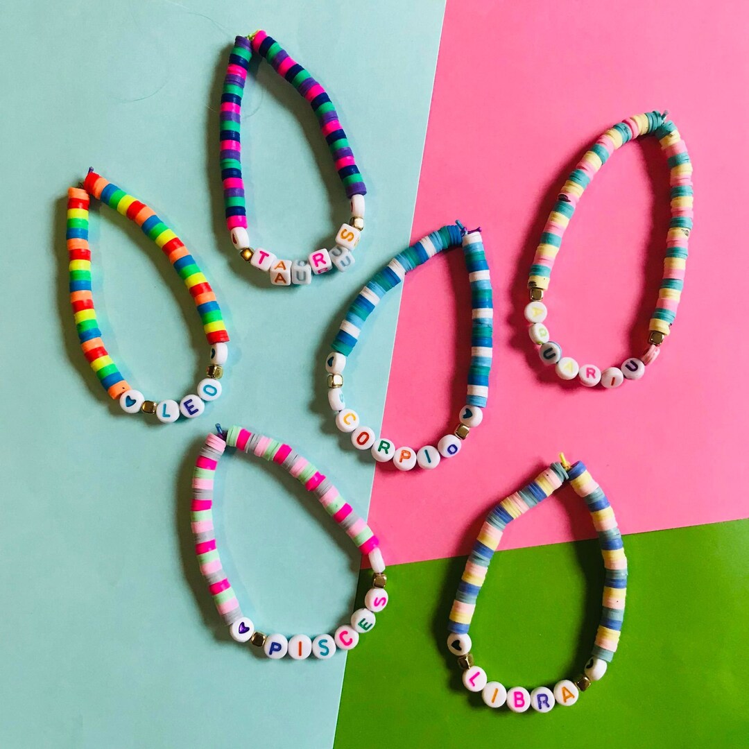 Beaded Star Sign Bracelets With Zodiac Names Fun & Colourful Etsy UK