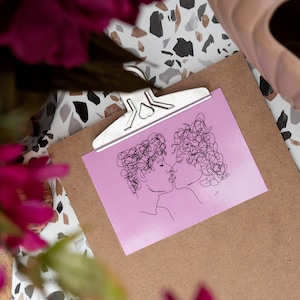 Carte postale A6 -  Entrelacer - Print art, lovers, line art.