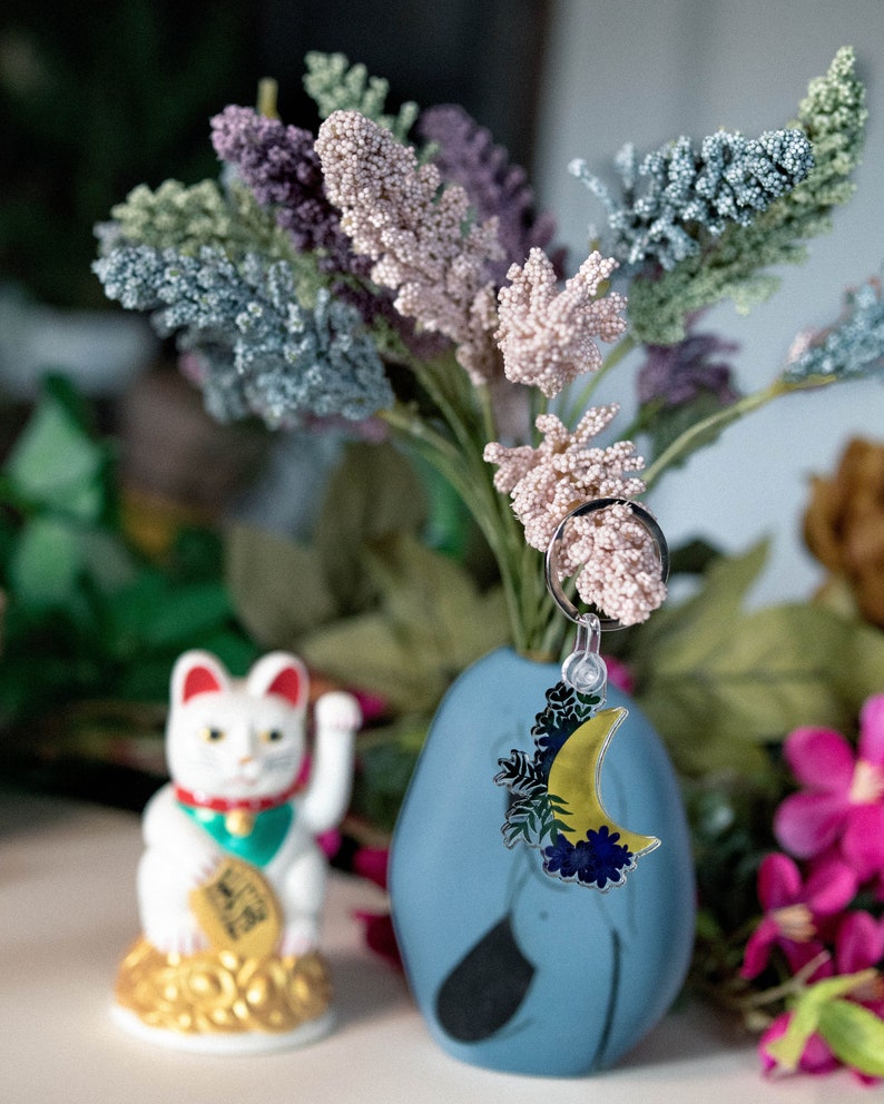 Acrylic keyring accessory Flower moon moon acrylic charm flowers