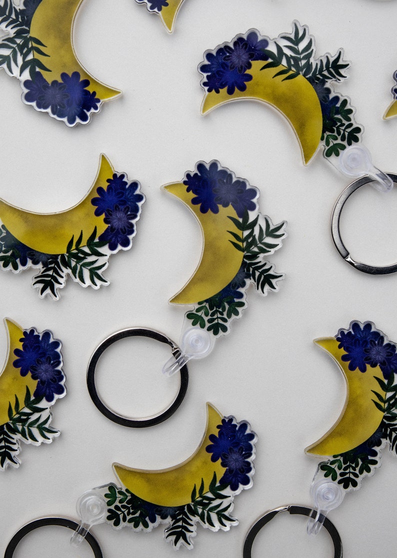 Acrylic keyring accessory Flower moon moon acrylic charm flowers