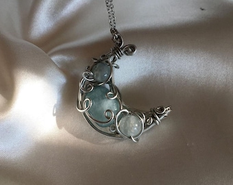 Aquamarine Moon Necklace