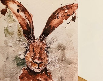 Hare | Watercolour card | Wildlife | Card