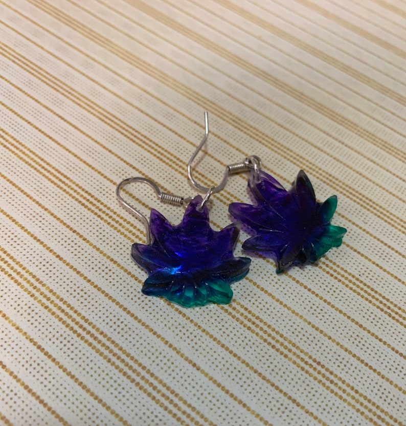 small purple 420 earrings