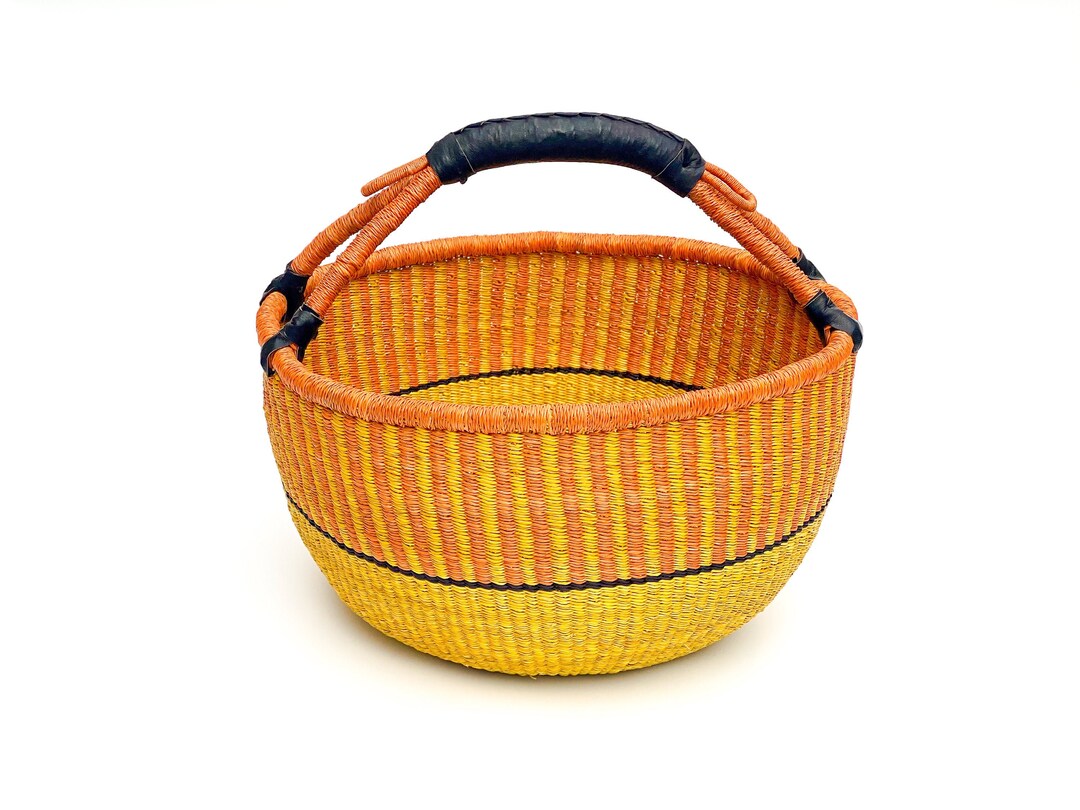 Large Bolga Pot Basket Ghana Basket African Woven Basket Etsy