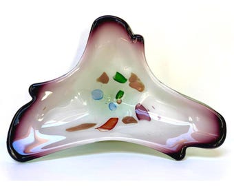 Murano Aventurine Art Glass Tri-Lobed Bowl