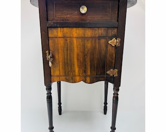 Vintage Smoking Stand Cabinet Wood Ashtray Table Copper Lined Tobacco Stand Side Table