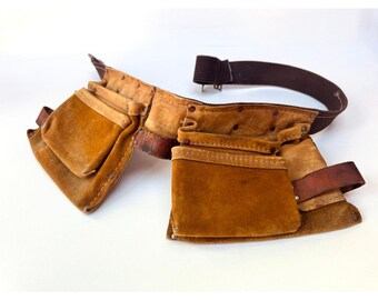 Leather Neck Vintage Leather Carpenter Apron Tool Belt Roughout Nail Pouch Rig