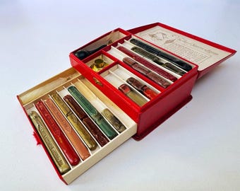 Vintage Dennison’s Perfumed Sealing Wax Writing Set in Red Presentation Box