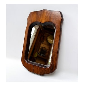 Vintage Small Wall Mirror with Shaped Wooden Frame