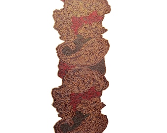 Large Hand-Beaded Textile Wall Panel, Organic Abstract Form, Vintage Global Fiber Art