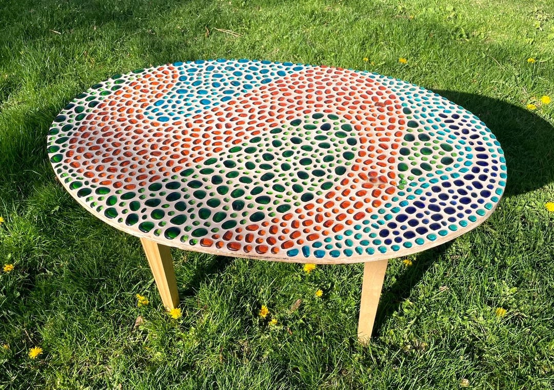1967 Psychedelic Mosaic Coffee Table Signed Jim Price Mid Century Folk ...