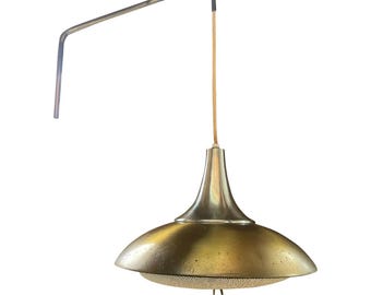 Mid 20th Century Paavo Tynell-Style Perforated Brass Pendant Lamp