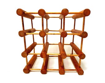 Mid-Century Scandinavian Modern Oak Wine Rack