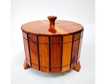 1966 Handcrafted Tennessee Cedar Ice Bucket with Lid