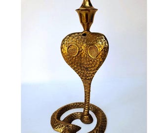 Vintage Brass Cobra Incense Burner Candle Holder Snake Sculpture