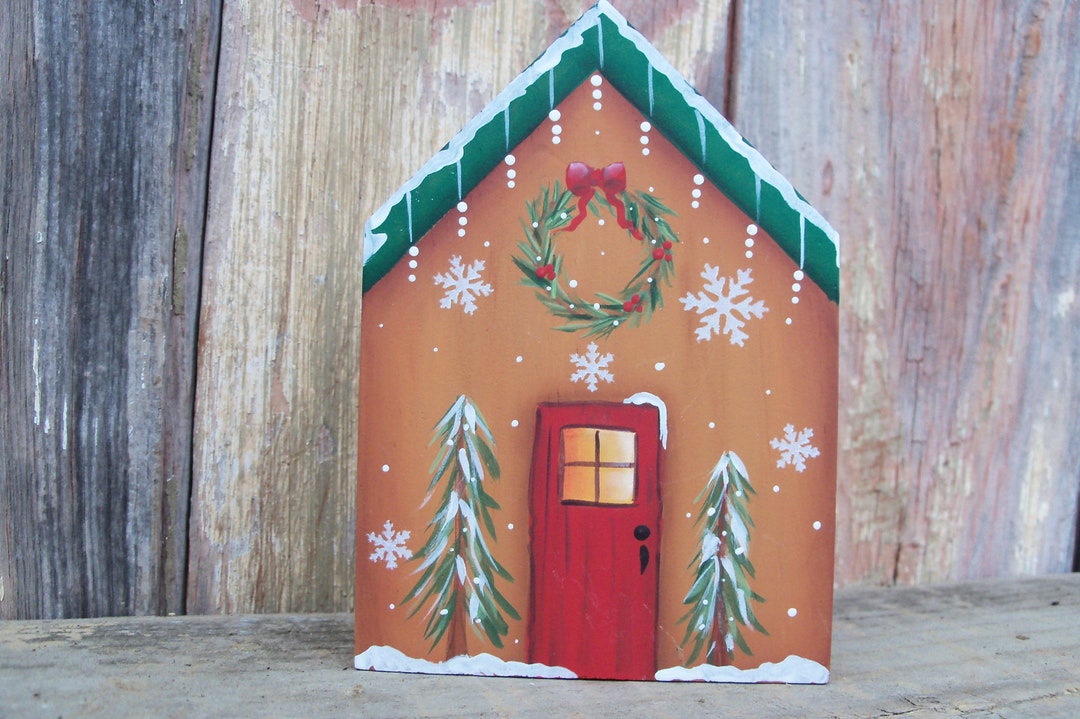 Gingerbread House Wood Gingerbread House Cut Out Tier Tray Etsy