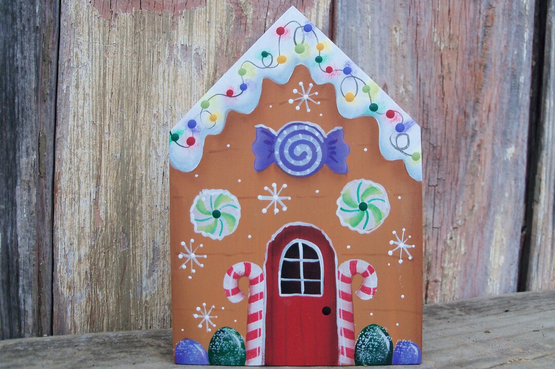 Gingerbread House Wood Gingerbread House Cut Out Tier Tray Etsy