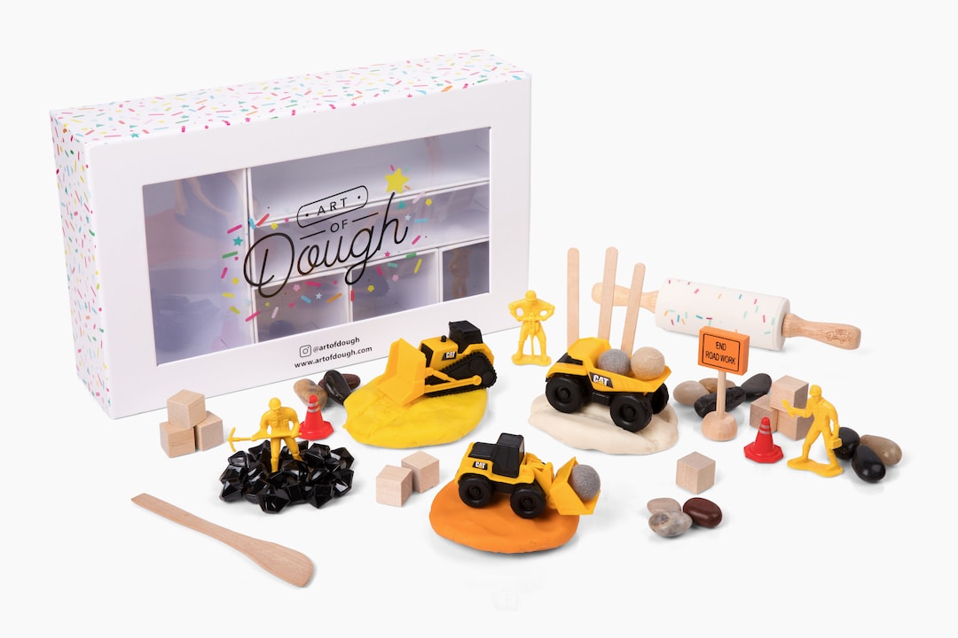 Playdough Kit, Construction and Truck Play Dough, Sensory Play, Pretend