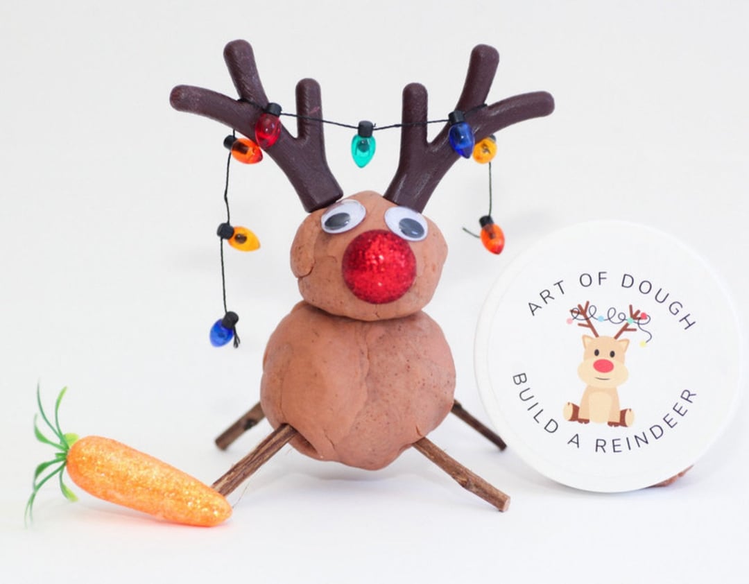 Build a Reindeer Playdough Jar Playdoh Jar Stocking Stuffer Christmas