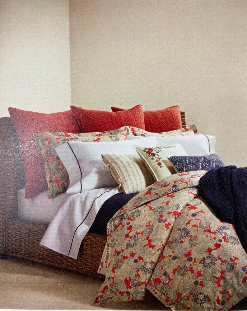 Ralph Lauren Remy Floral Sateen Finish Duvet Cover Beige Red Purple