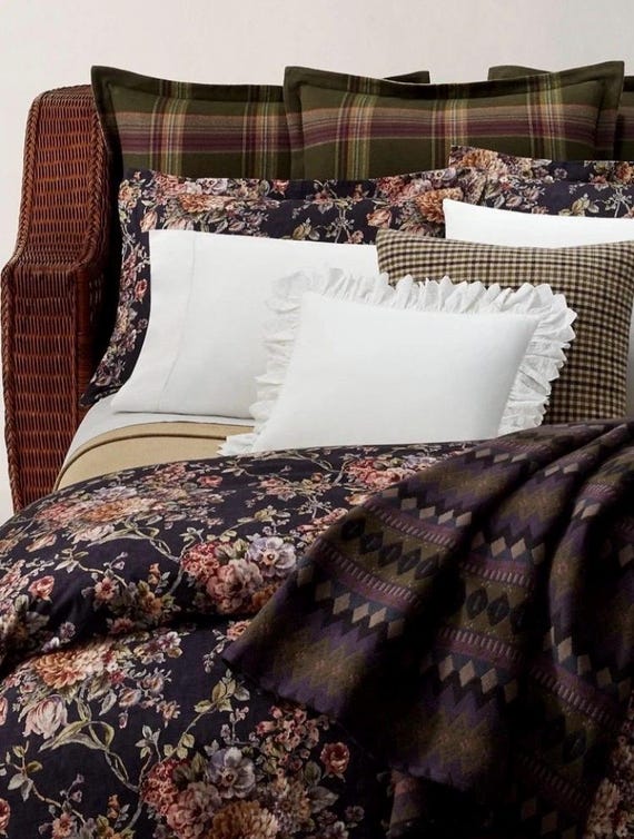 Ralph Lauren Elyse Floral Duvet Cover and Shams 3 Pc Set Woven