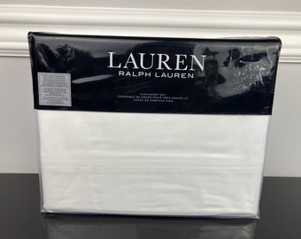 Lauren Ralph Lauren Sloane 100% Cotton Percale Antimicrobial 4 Pc Sheet Set White KING