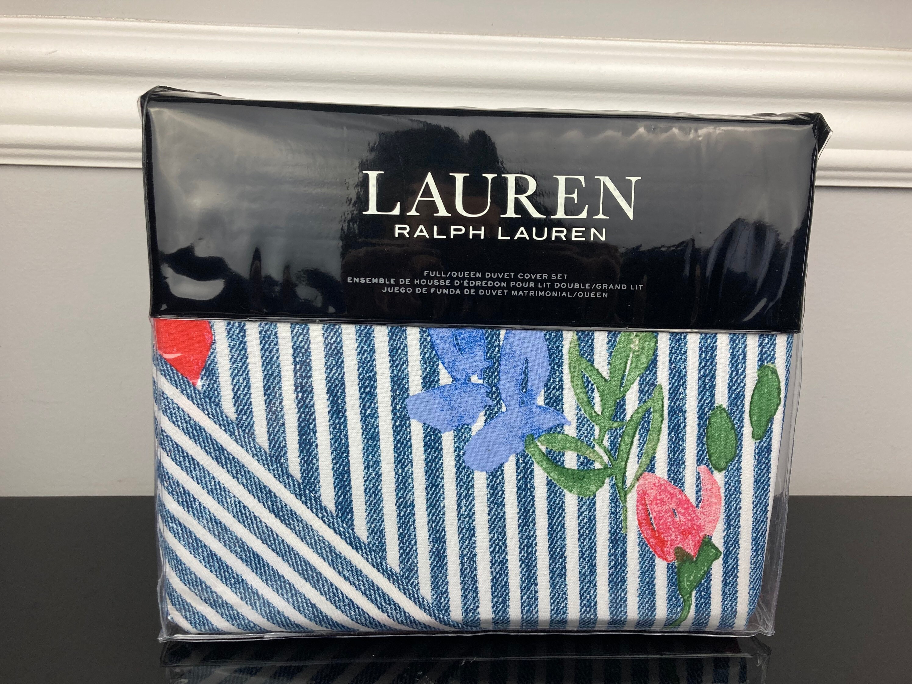 7 Pc Ralph Lauren Maggie Floral Stripe 100 Cotton Duvet Cover Sheet