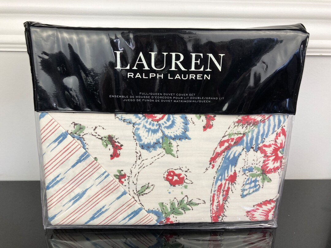 3 Pc Ralph Lauren Lucie Floral 100 Cotton Duvet Cover Sham Set Red