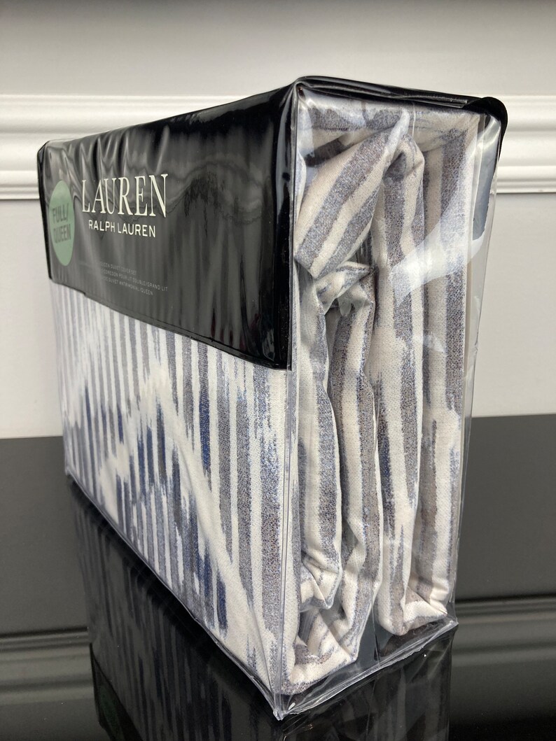 Ralph Lauren Austin Diamond 3 Pc 100 Cotton Duvet Cover Sham Set Grey