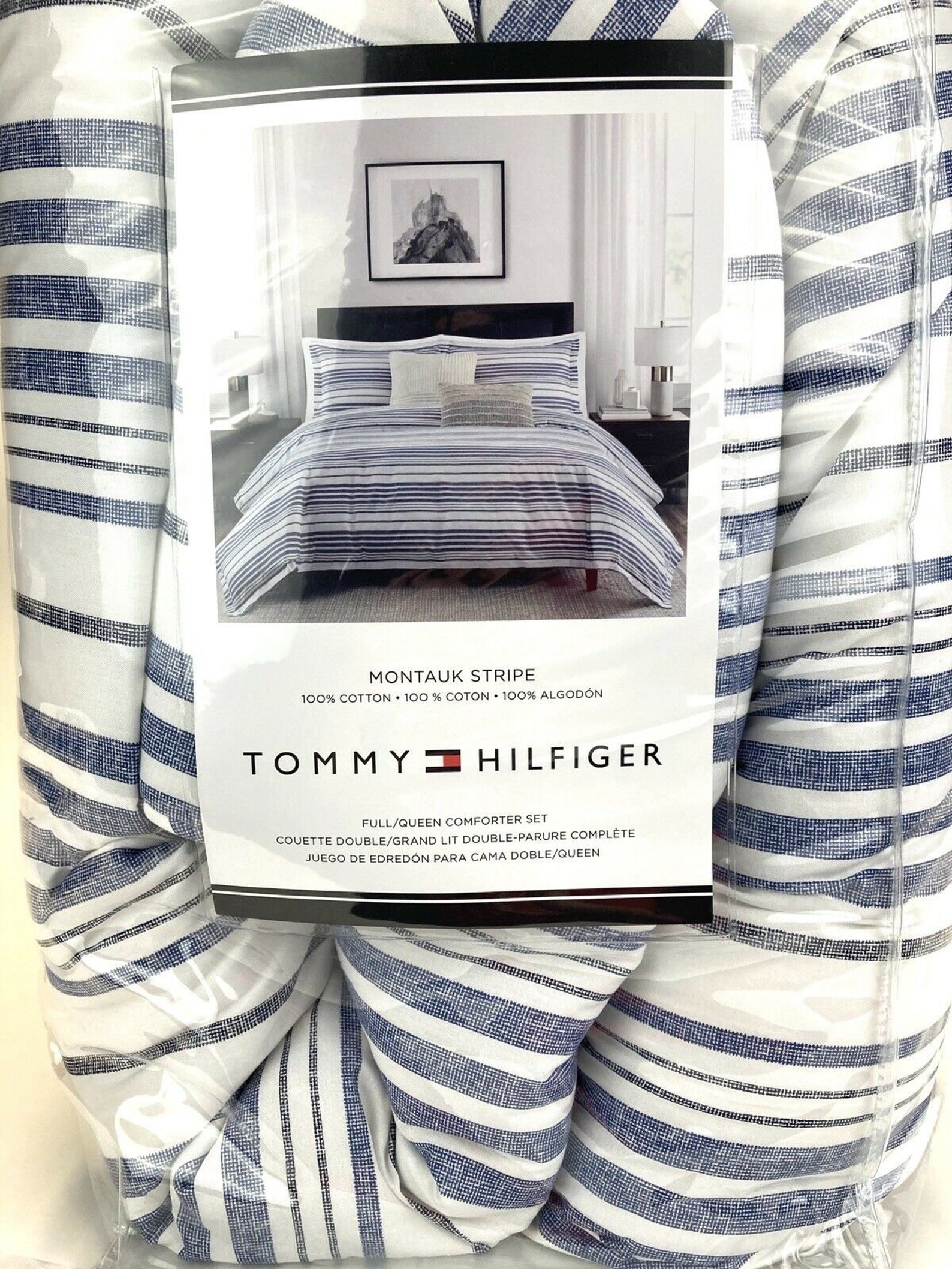 TOMMY HILFIGER Montauk Stripe Blue White 3 Piece Comforter Set | Etsy