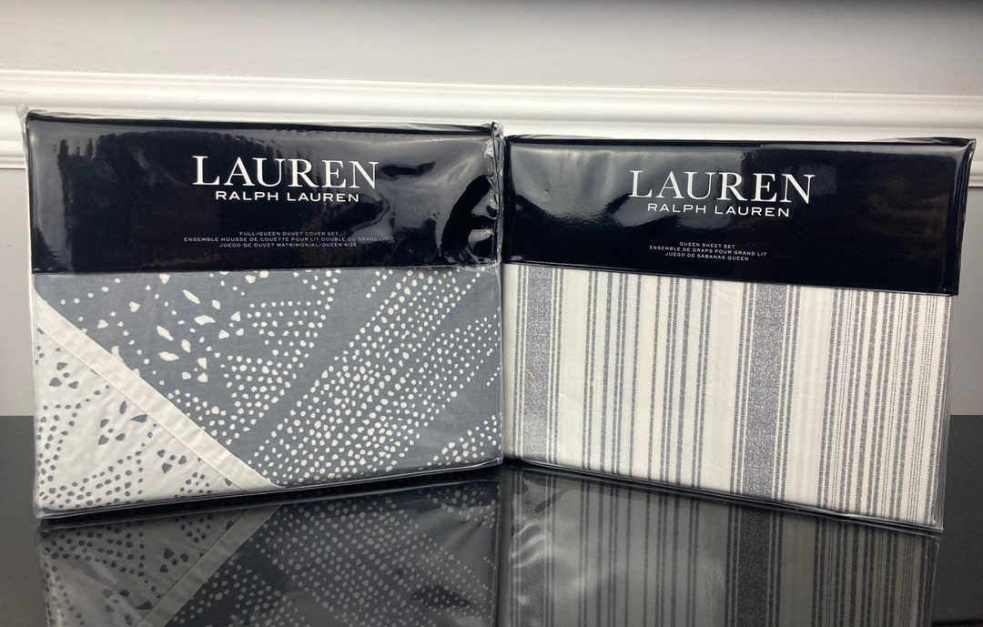 7 Pc Ralph Lauren Luke Medallion Duvet Shams Stripe Sheet Set Etsy