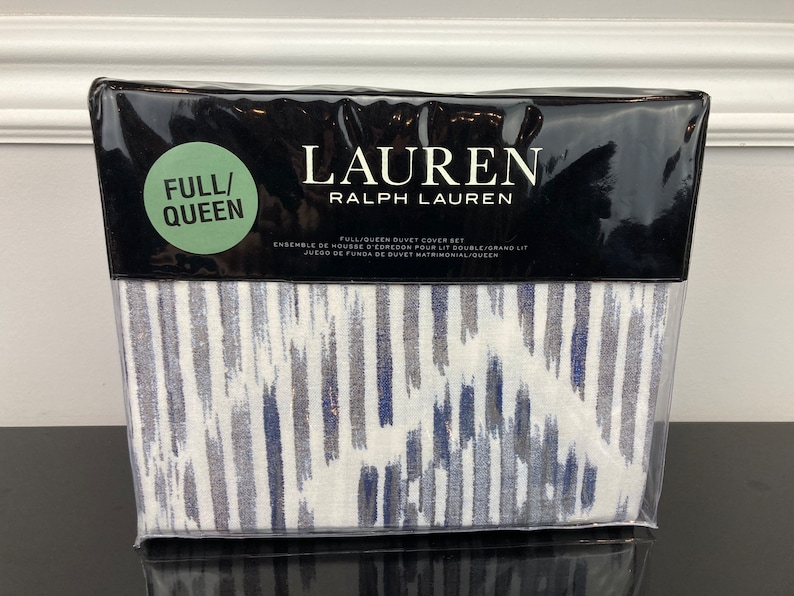 Ralph Lauren Austin Diamond 3 Pc 100 Cotton Duvet Cover Sham Set Grey