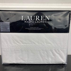 Lauren Ralph Lauren Sloane 100% Cotton Percale Antimicrobial 4 Pc Sheet Set Grey Gray QUEEN