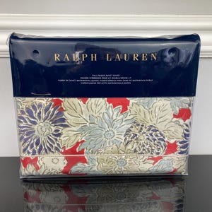Ralph Lauren Remy Floral Sateen Finish Duvet Cover Beige Red Purple FULL / QUEEN
