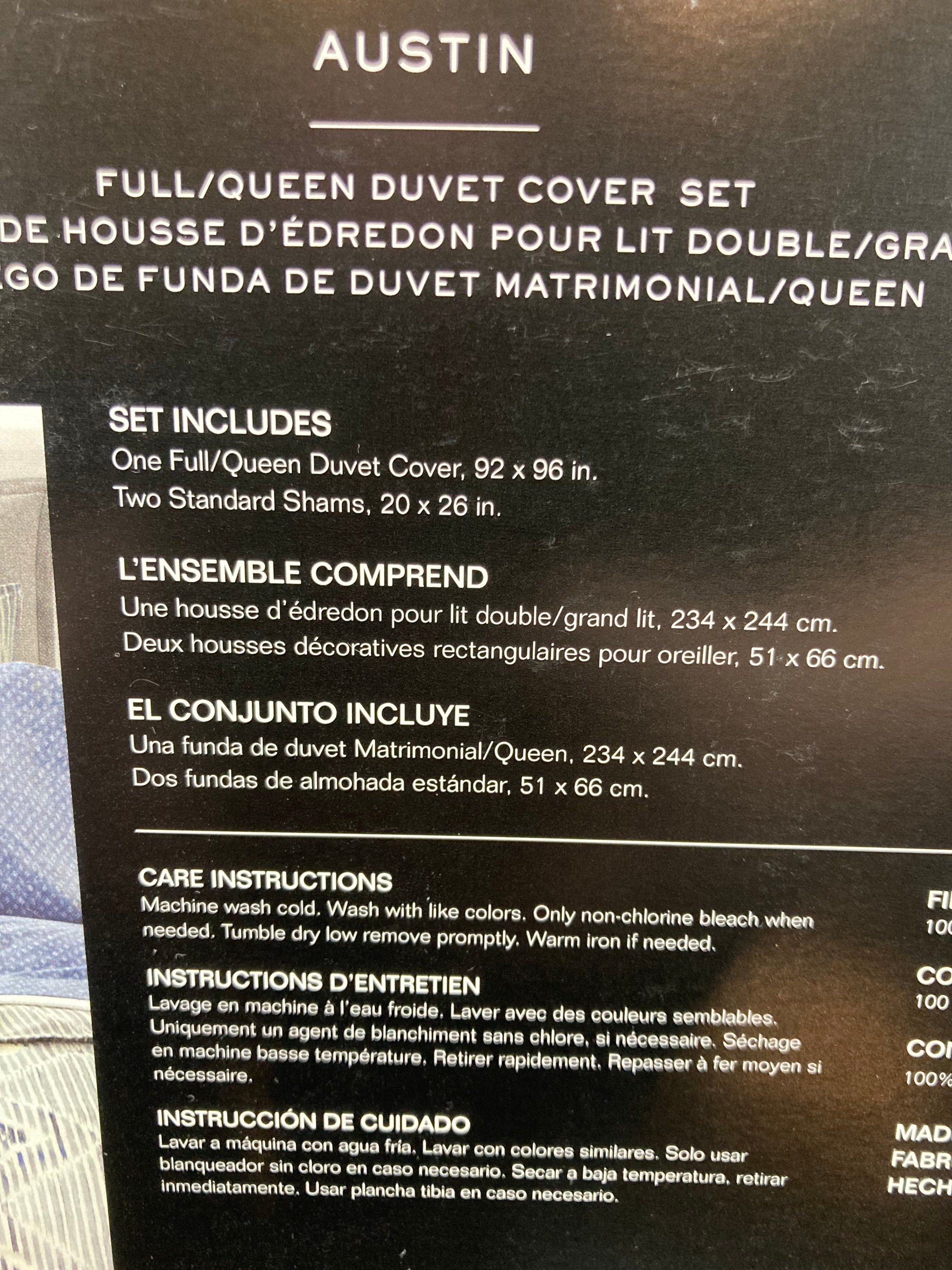 Ralph Lauren Austin Diamond 3 Pc 100 Cotton Duvet Cover Sham Set Grey