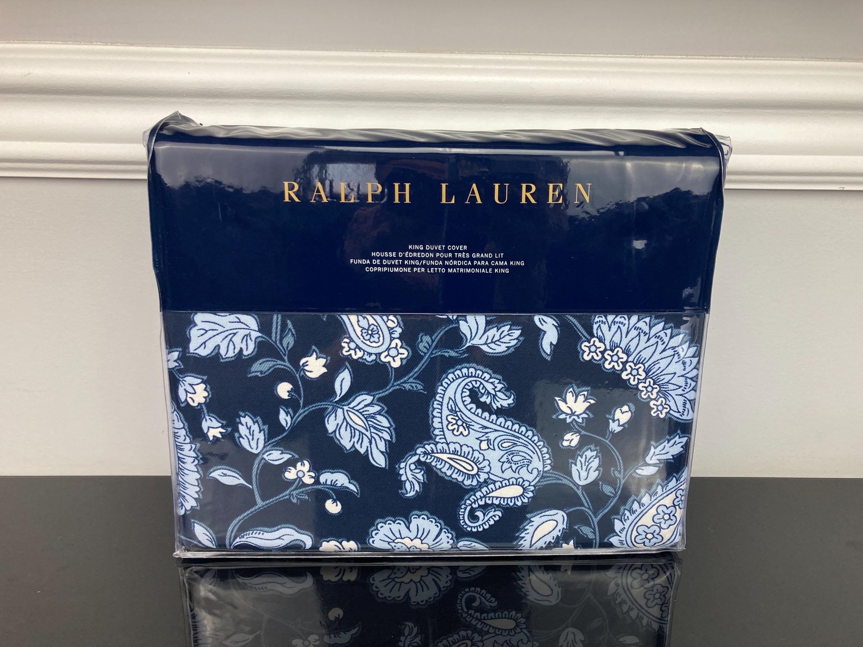 Ralph Lauren Delphine Paisley Duvet Cover 100% Cotton Sateen Navy