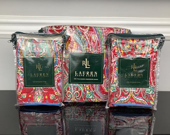 Ralph Lauren Porcelain Blue Tamarind Bird QUEEN Duvet Cover + Two